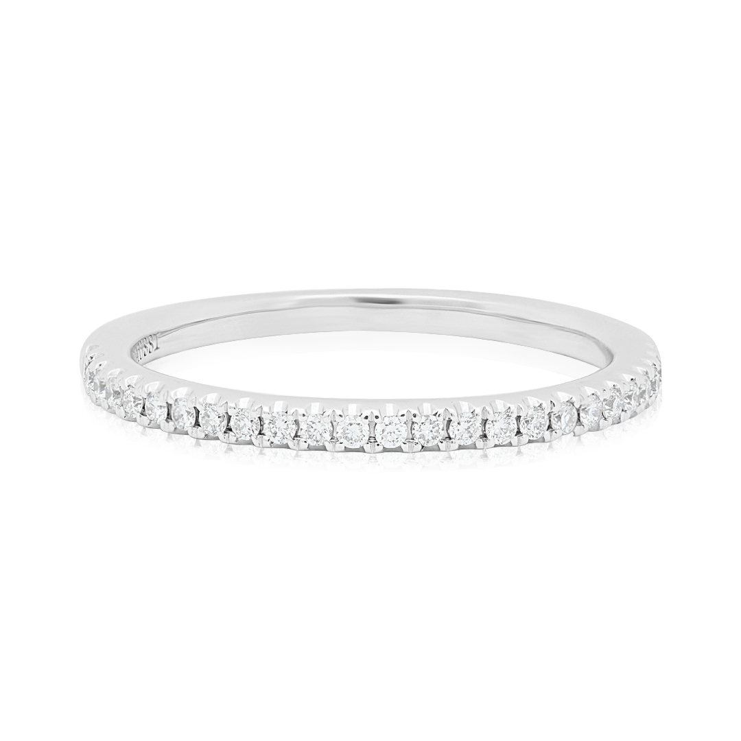 Henri Daussi 18K White Gold Round Diamond Band