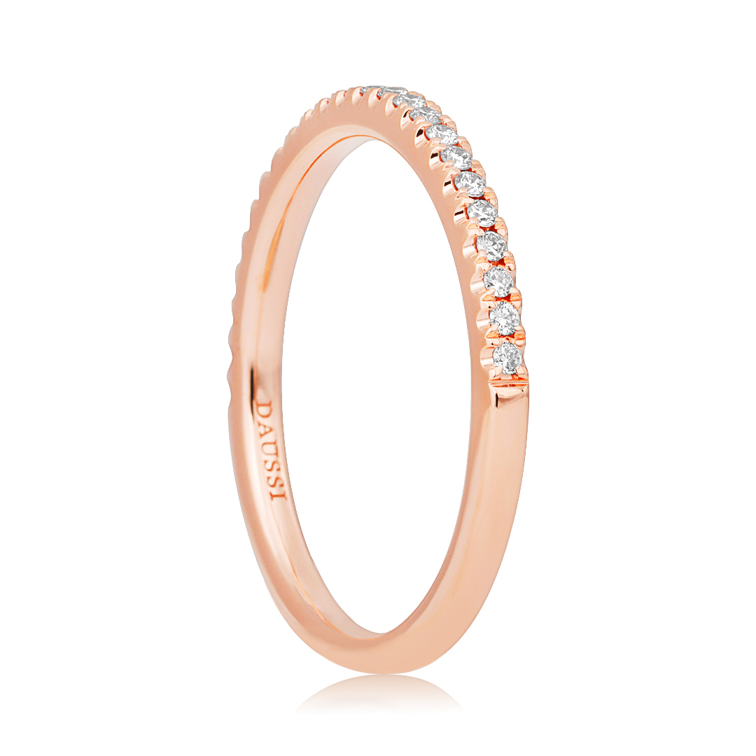 Henri Daussi 18K Rose Gold and Pink Diamond Band