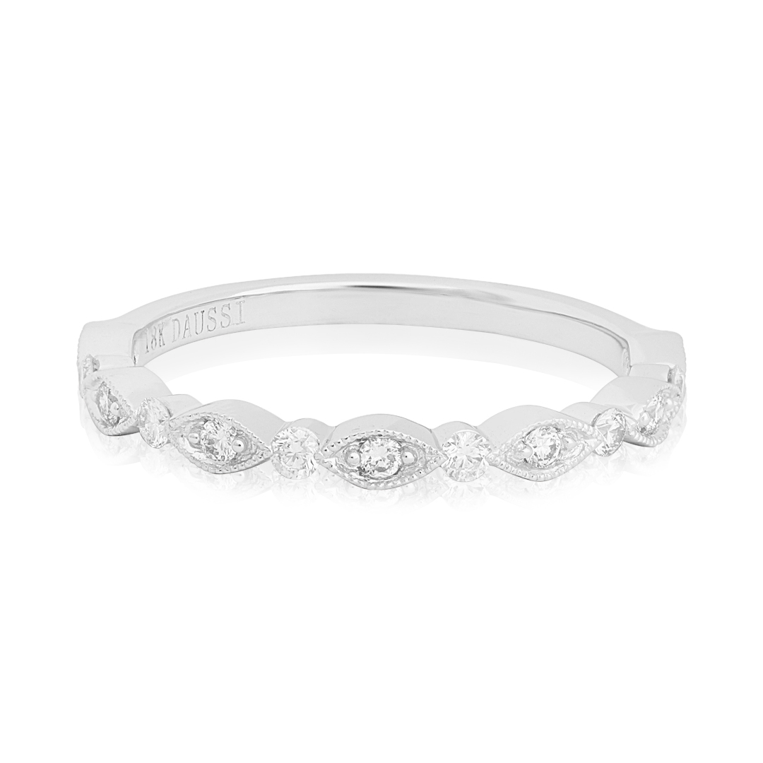 Henri Daussi 18K White Gold and Diamond Band - 14159