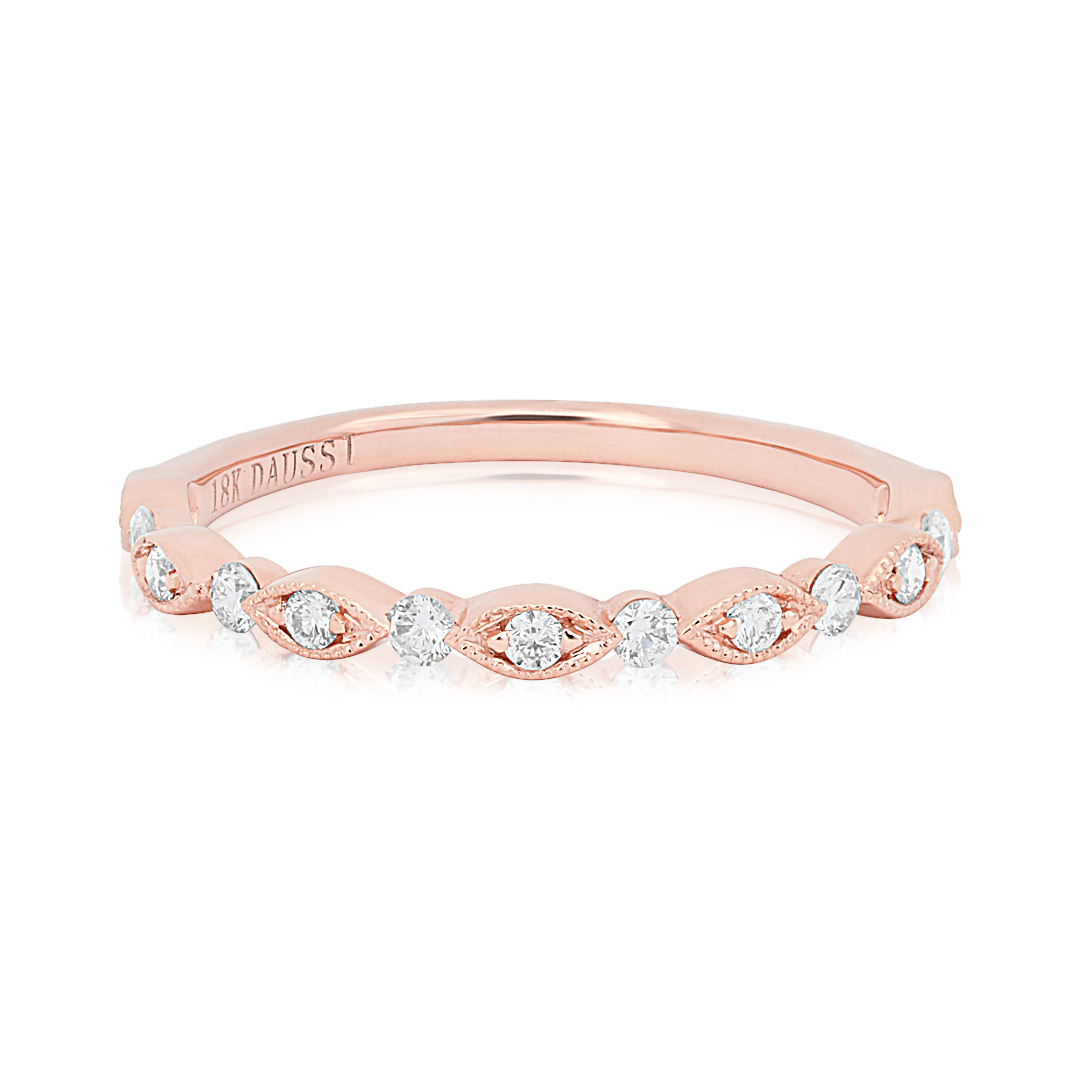Henri Daussi 18K Rose Gold Diamond Band - 14424