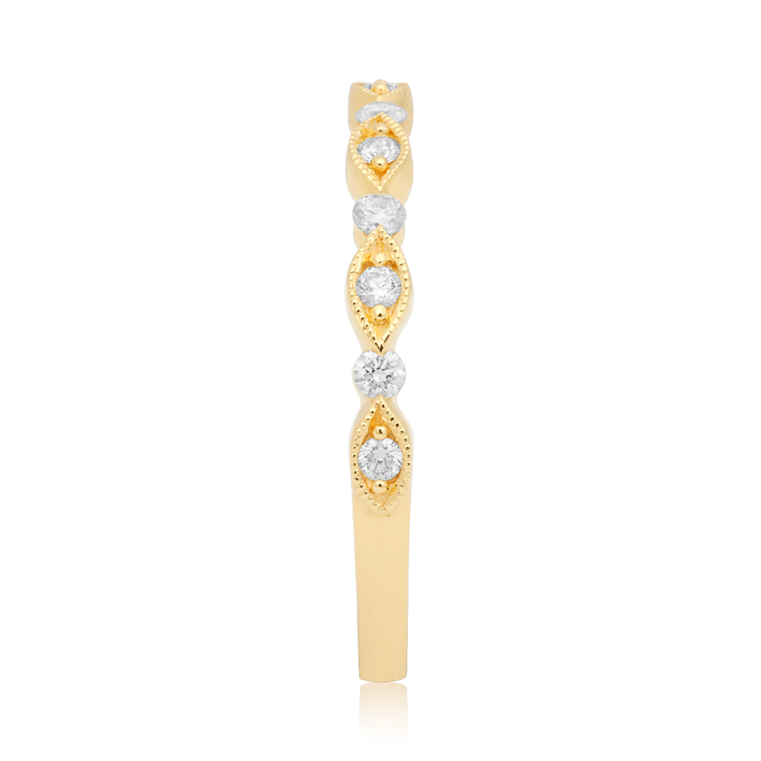 18K Yellow Gold Marquise and Round Diamond Band