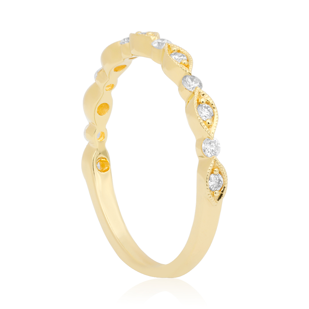 18K Yellow Gold Marquise and Round Diamond Band