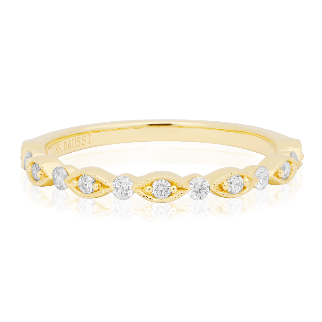 18K Yellow Gold Marquise and Round Diamond Band