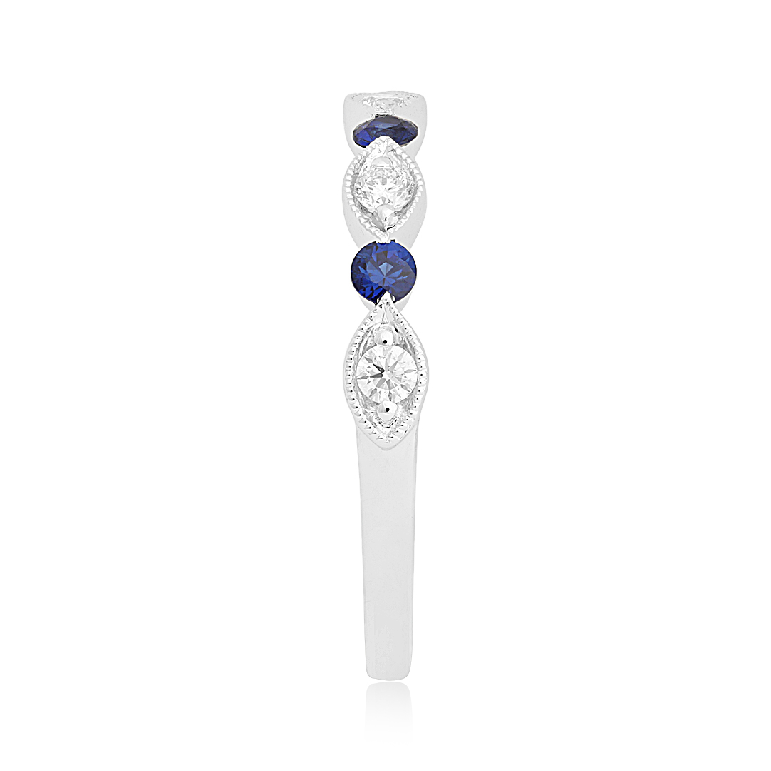 Henri Daussi White Gold Sapphire and Diamond Band