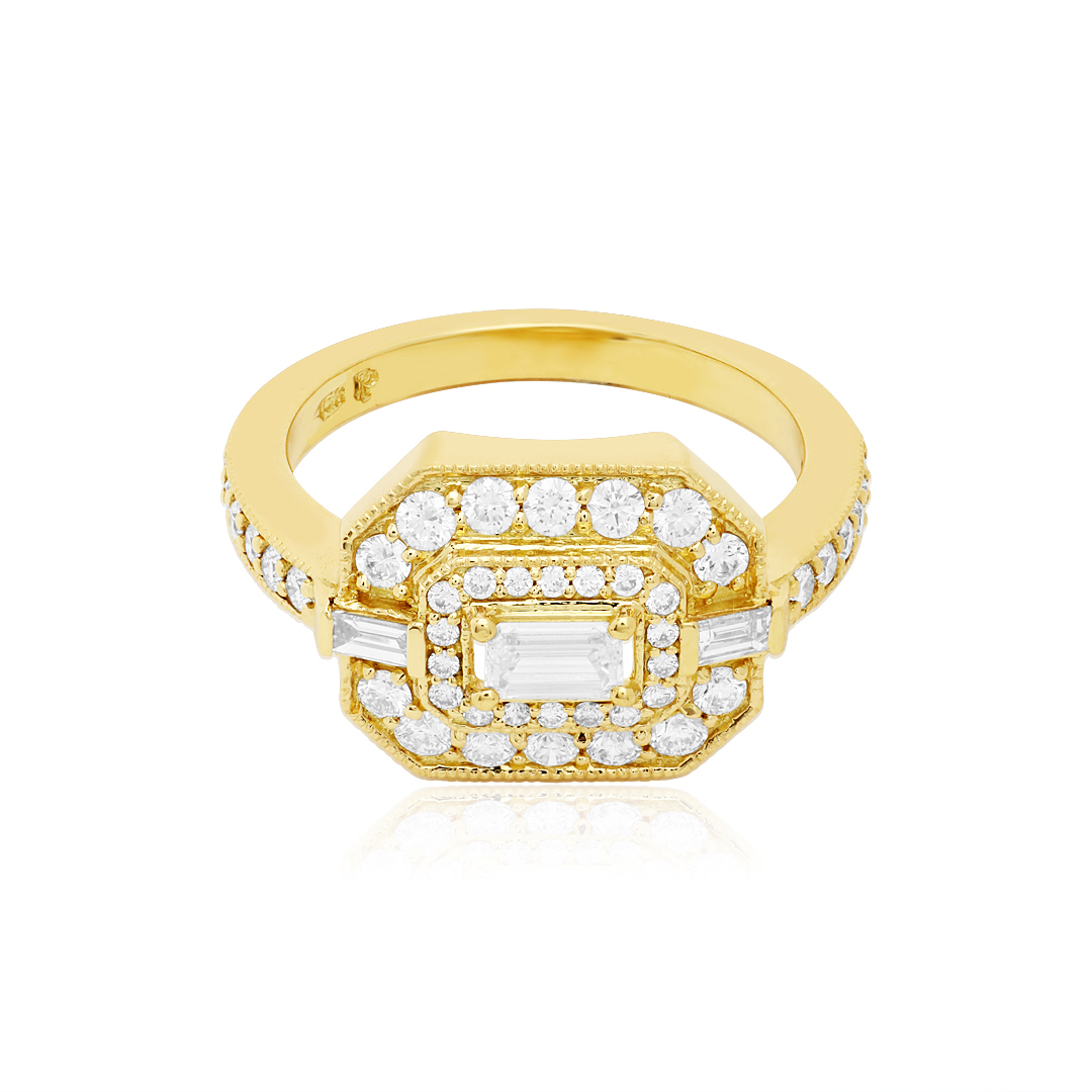 18K Yellow Gold  P.PREVILLE EM/RBC/BAG GH VSSI RING - 12819