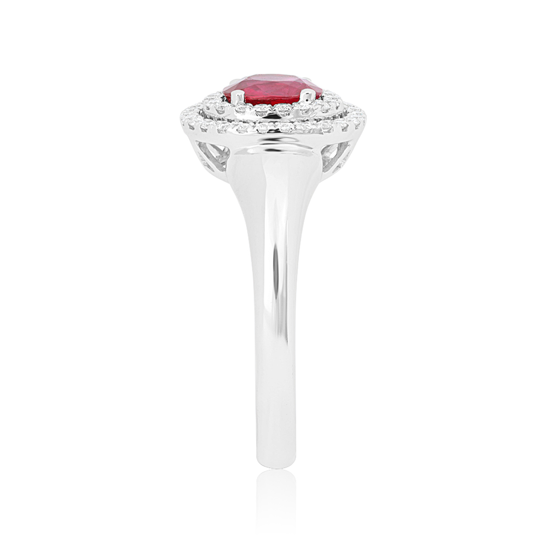 18K White Gold Ruby and Diamond Ring