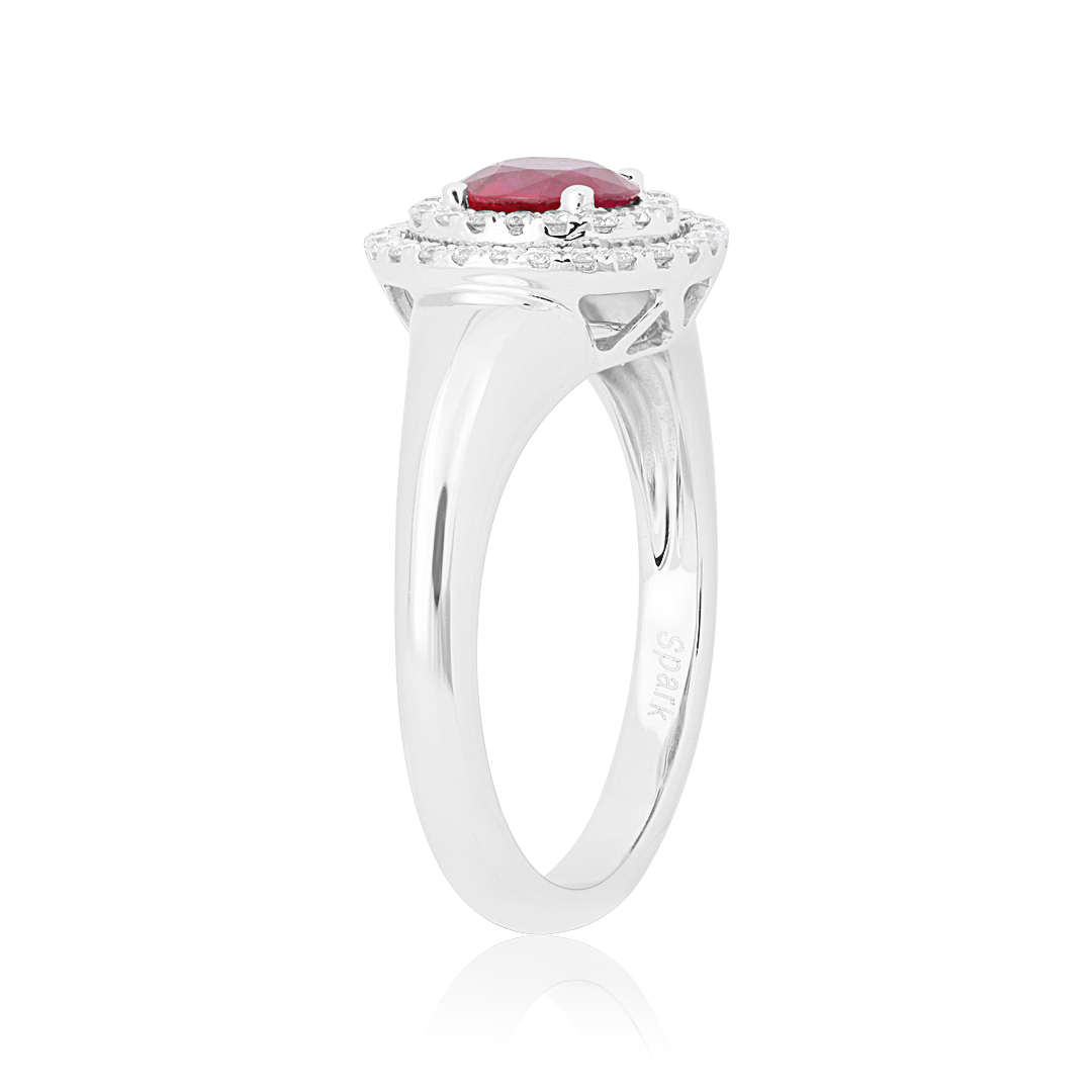 18K White Gold Ruby and Diamond Ring