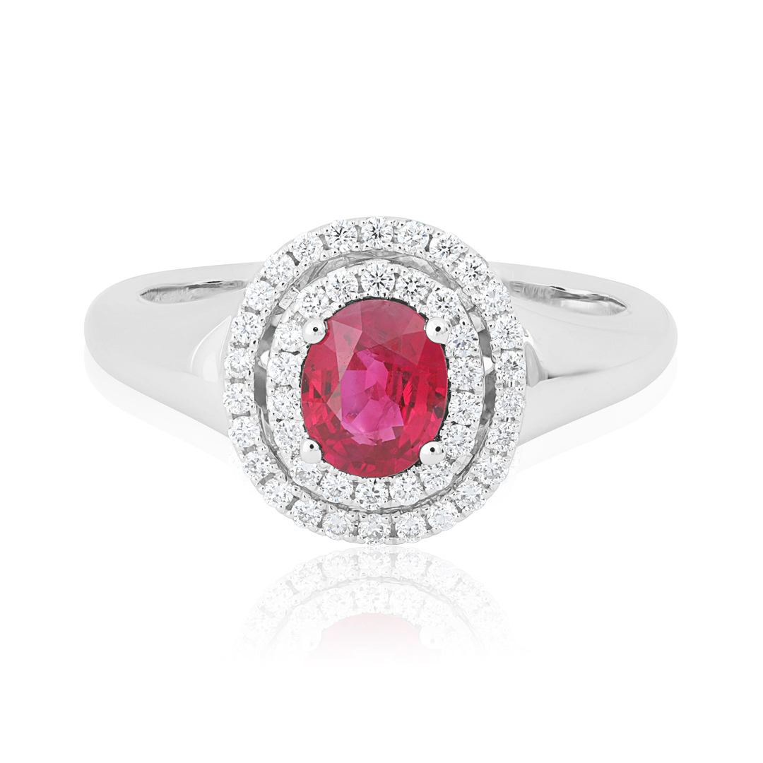 18K White Gold Ruby and Diamond Ring