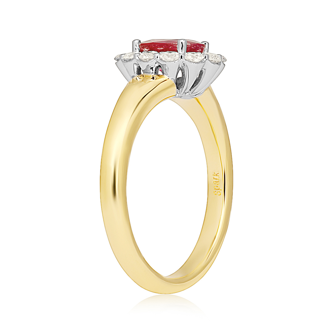 TIVOL 18K Yellow Gold Ring with Rubies and Diamonds