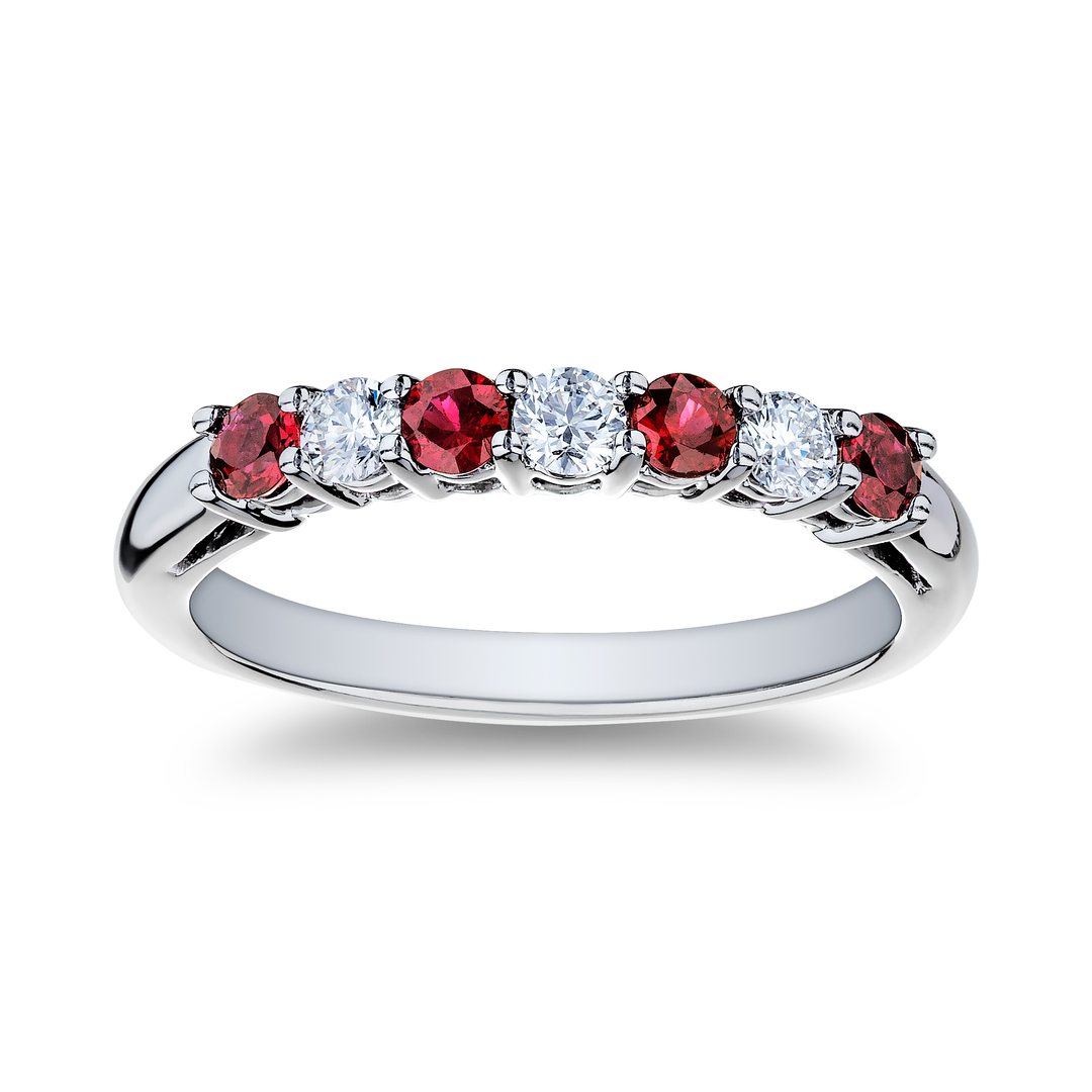 TIVOL Platinum Diamond and Ruby Band