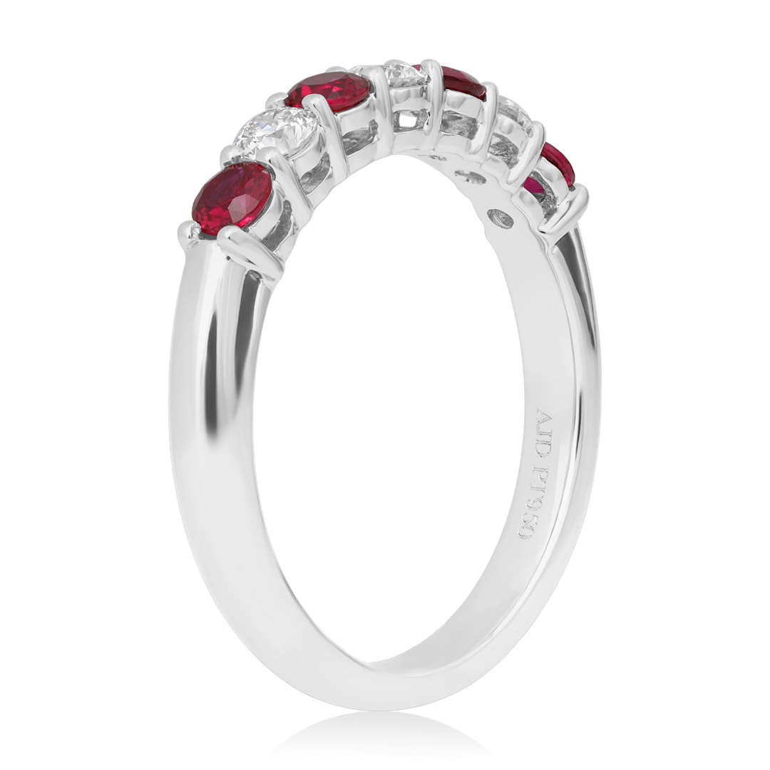 TIVOL Platinum Ruby and Diamond Band