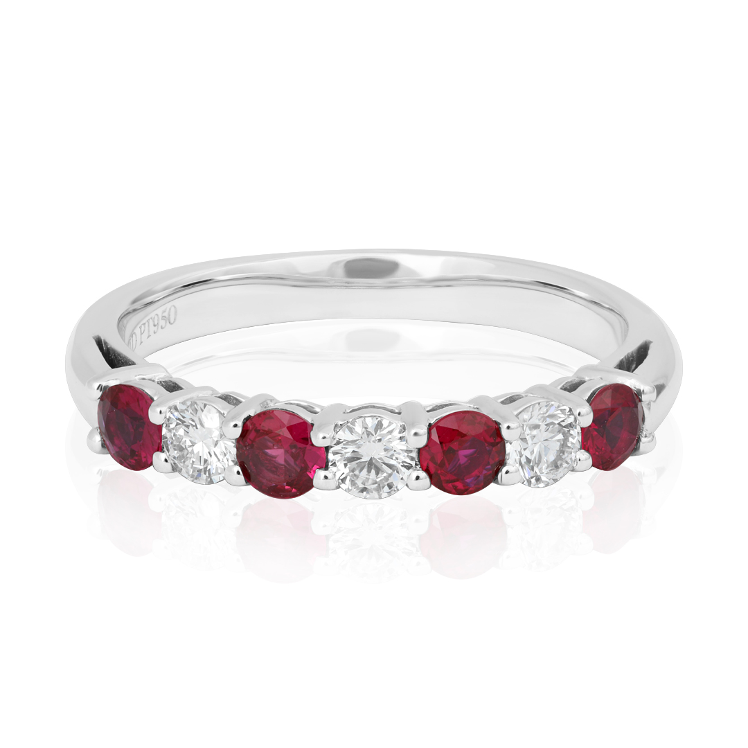 TIVOL Platinum Ruby and Diamond Band