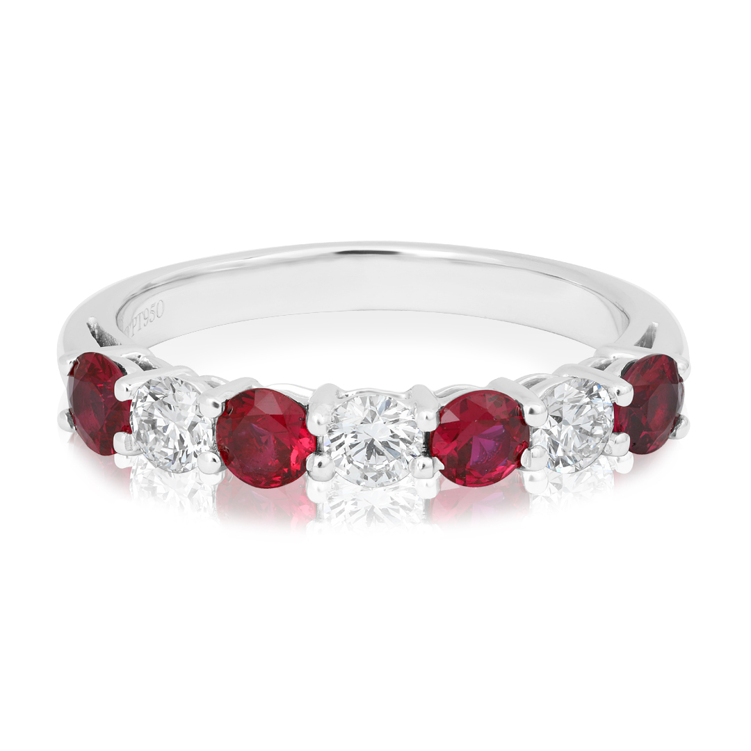 TIVOL Platinum Ruby and Diamond Band