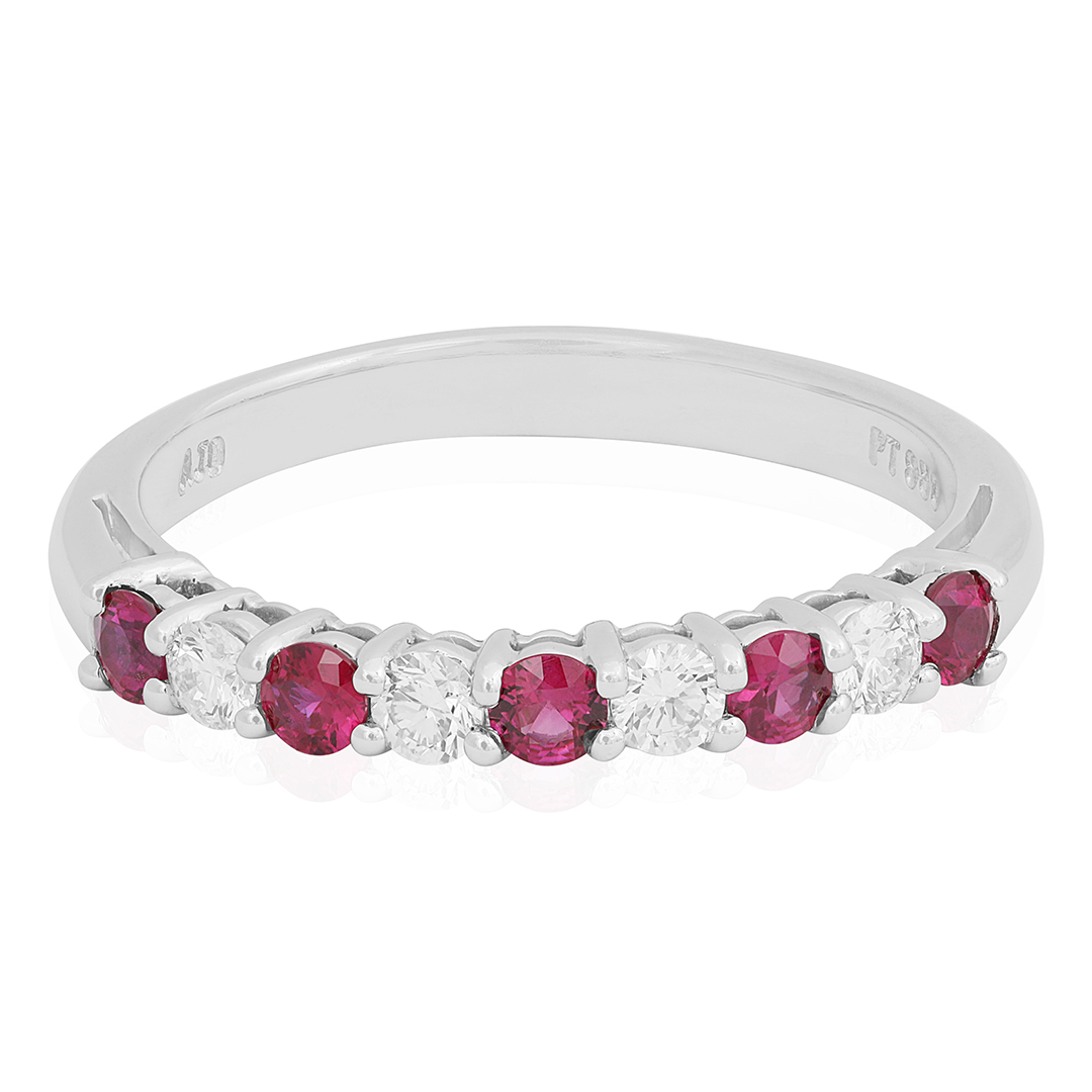 Platinum Ruby and Diamond Band sz7