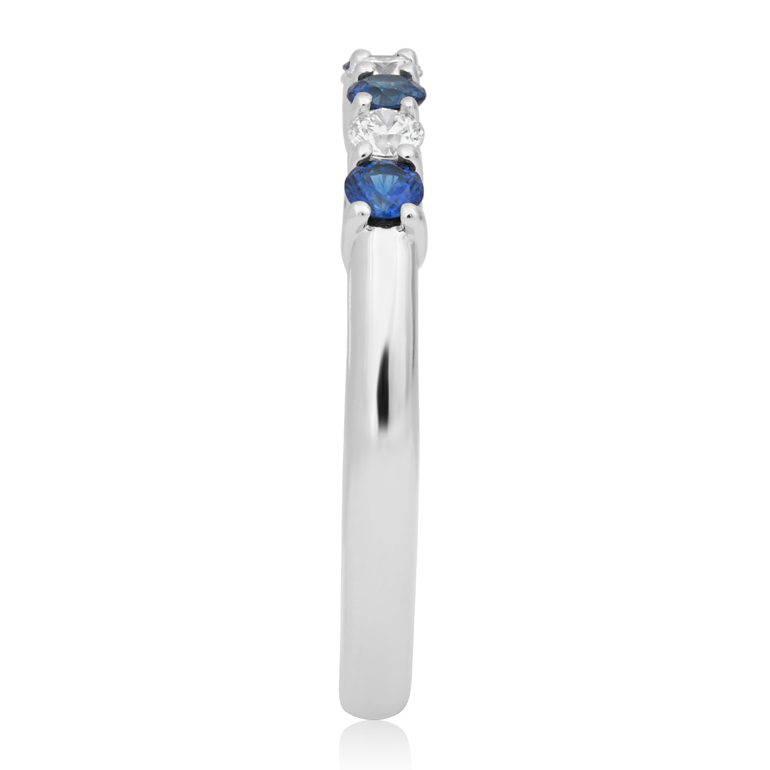 TIVOL Platinum Diamond and Sapphire Band