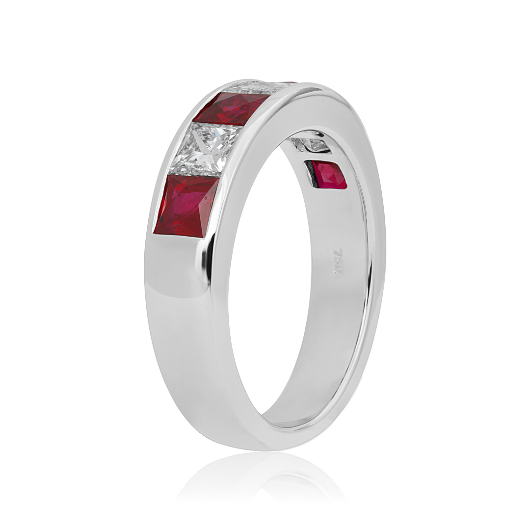 TIVOL White Gold Diamond and Ruby Band