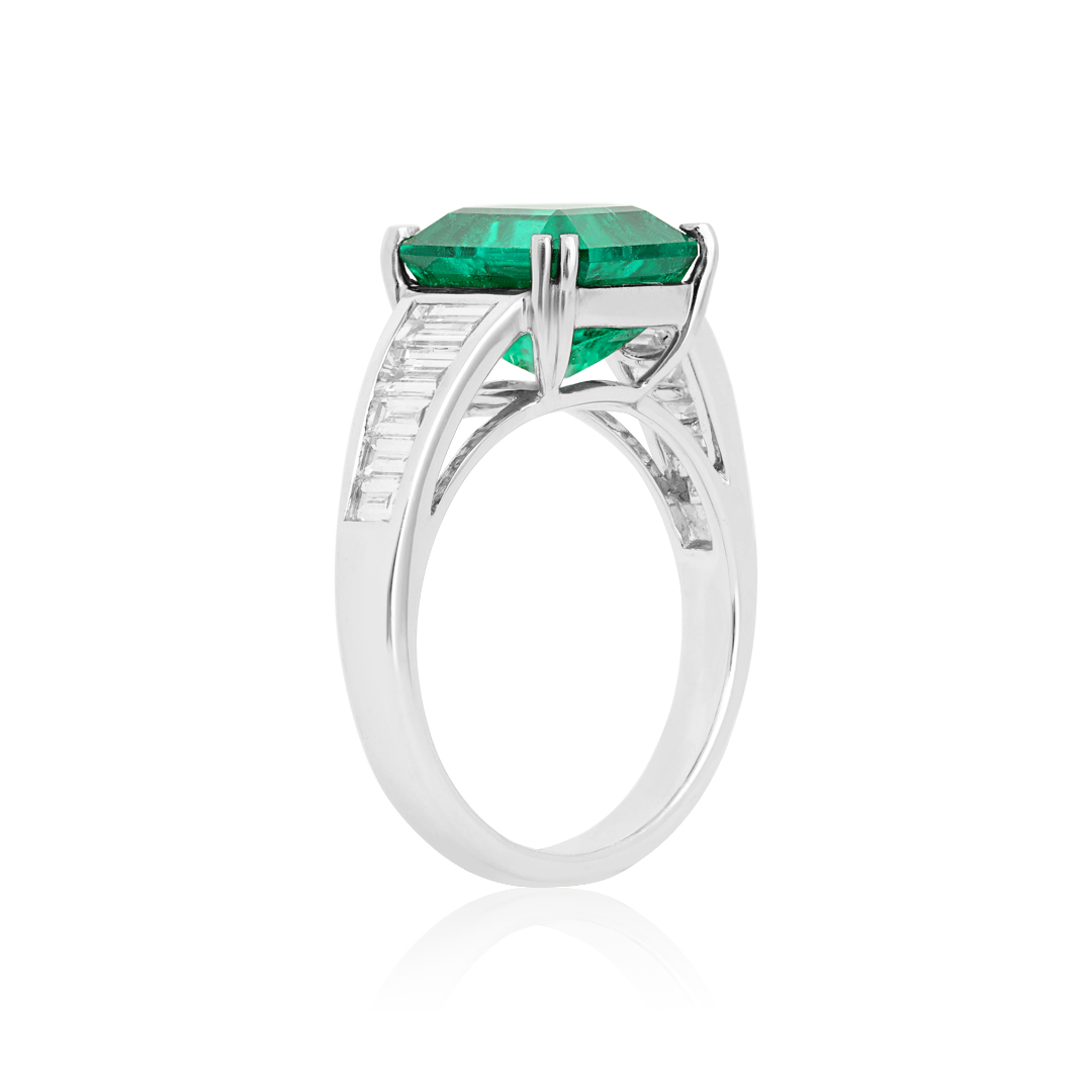 Platinum Ethiopian Emerald and Diamond Band