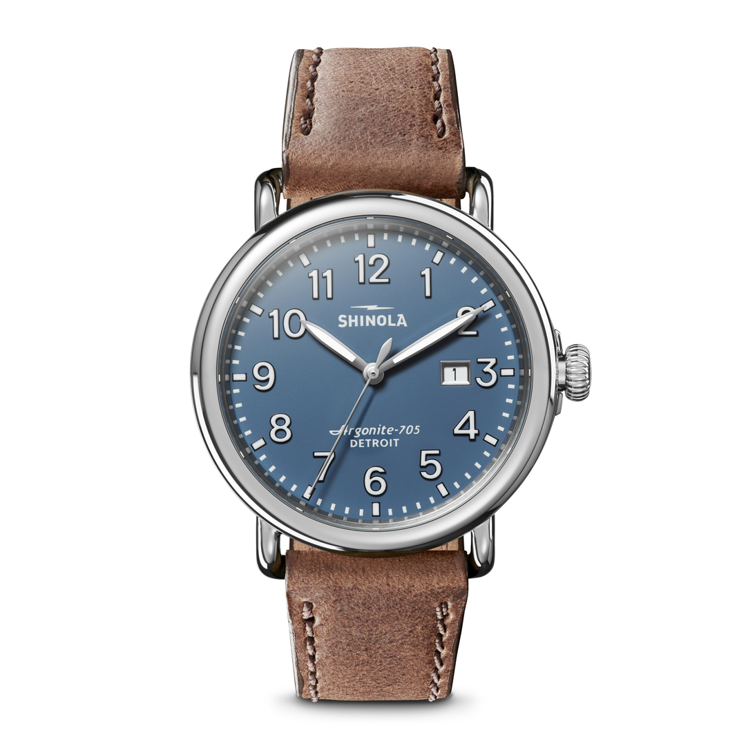 SS Shinola Runwell 41MM Quartz Blue Dial Watch