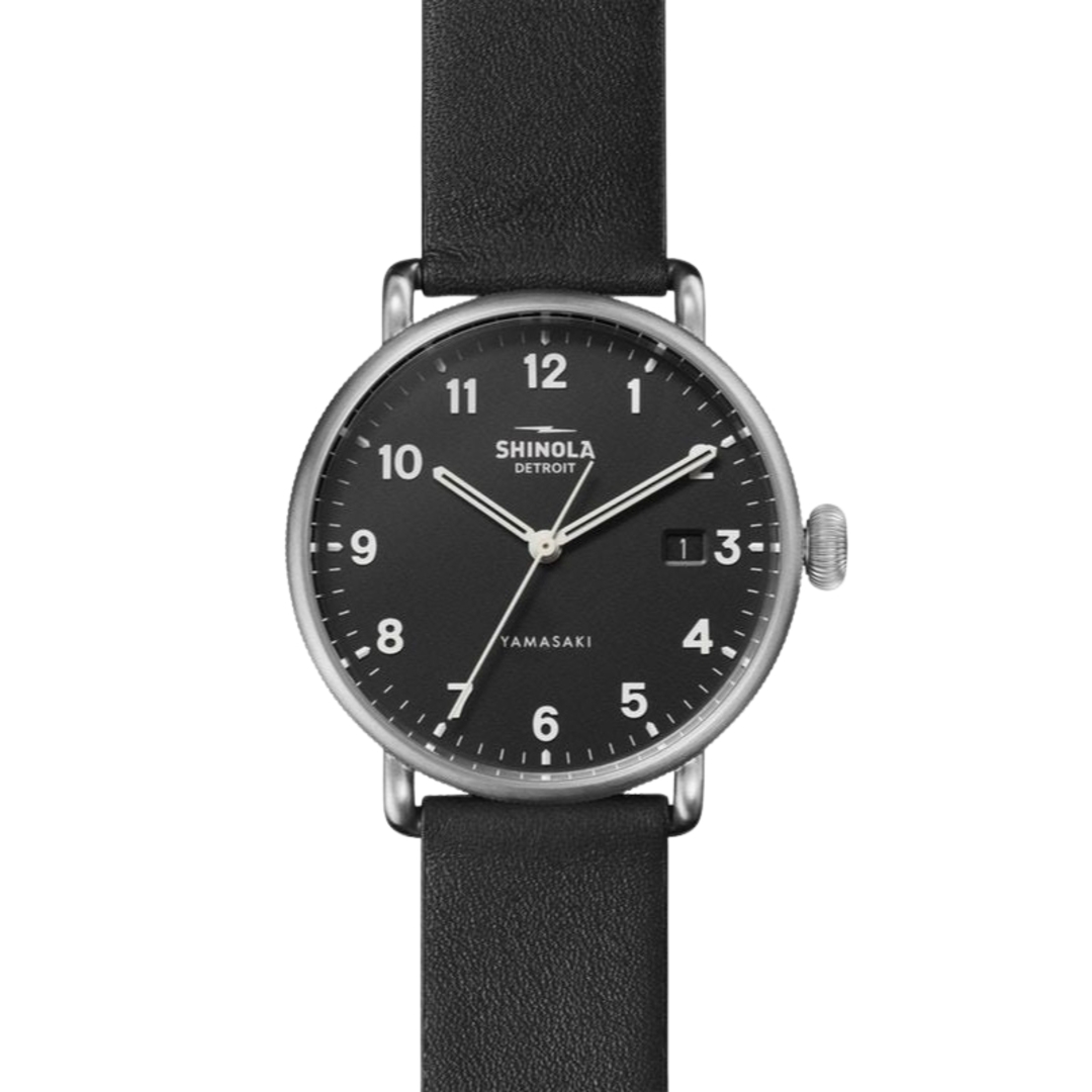 Great American Series 38MM Watch With Black Mineral Textured Dial And Black Leather Strap