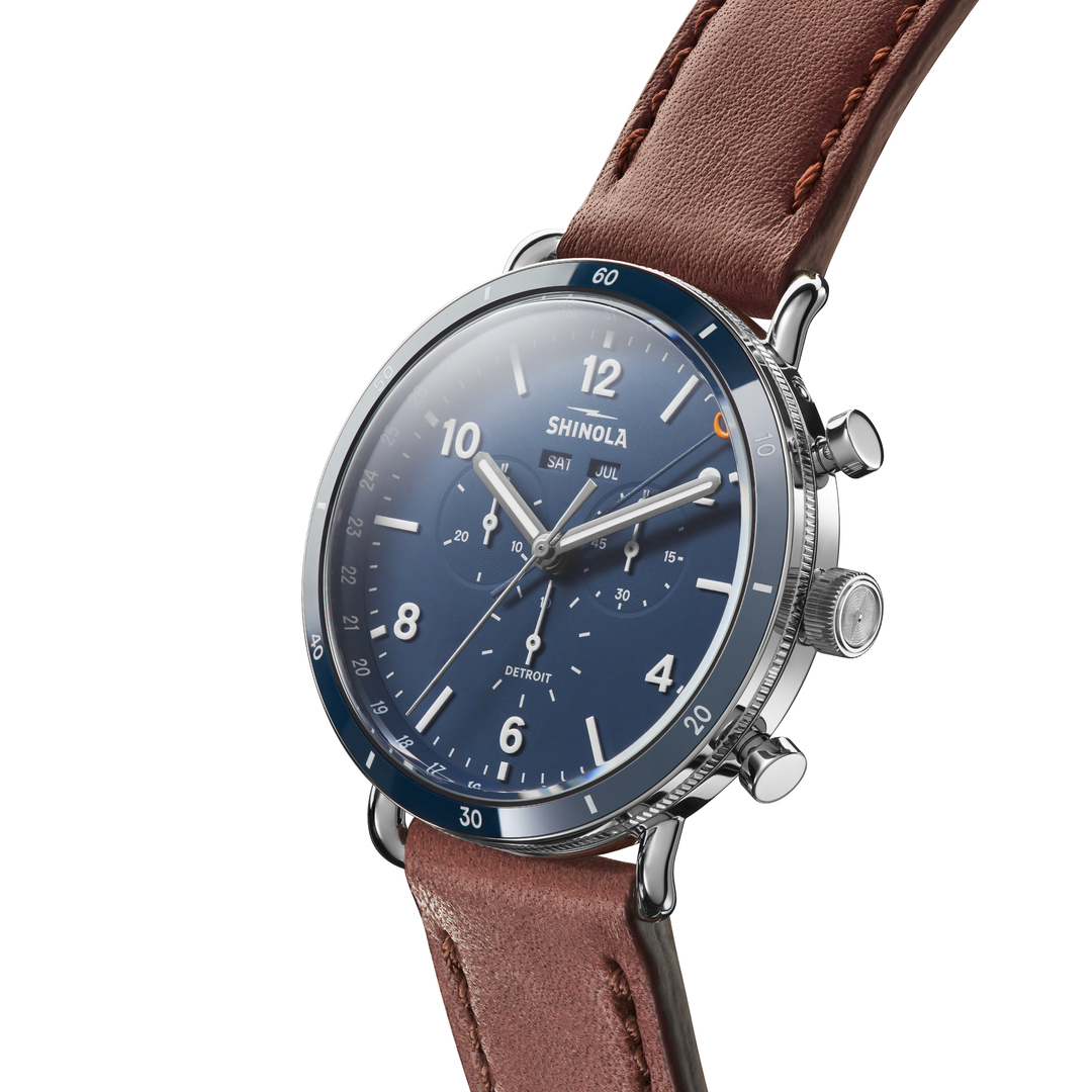 Shinola Chrono Canfield 45MM Blue Dial Strap