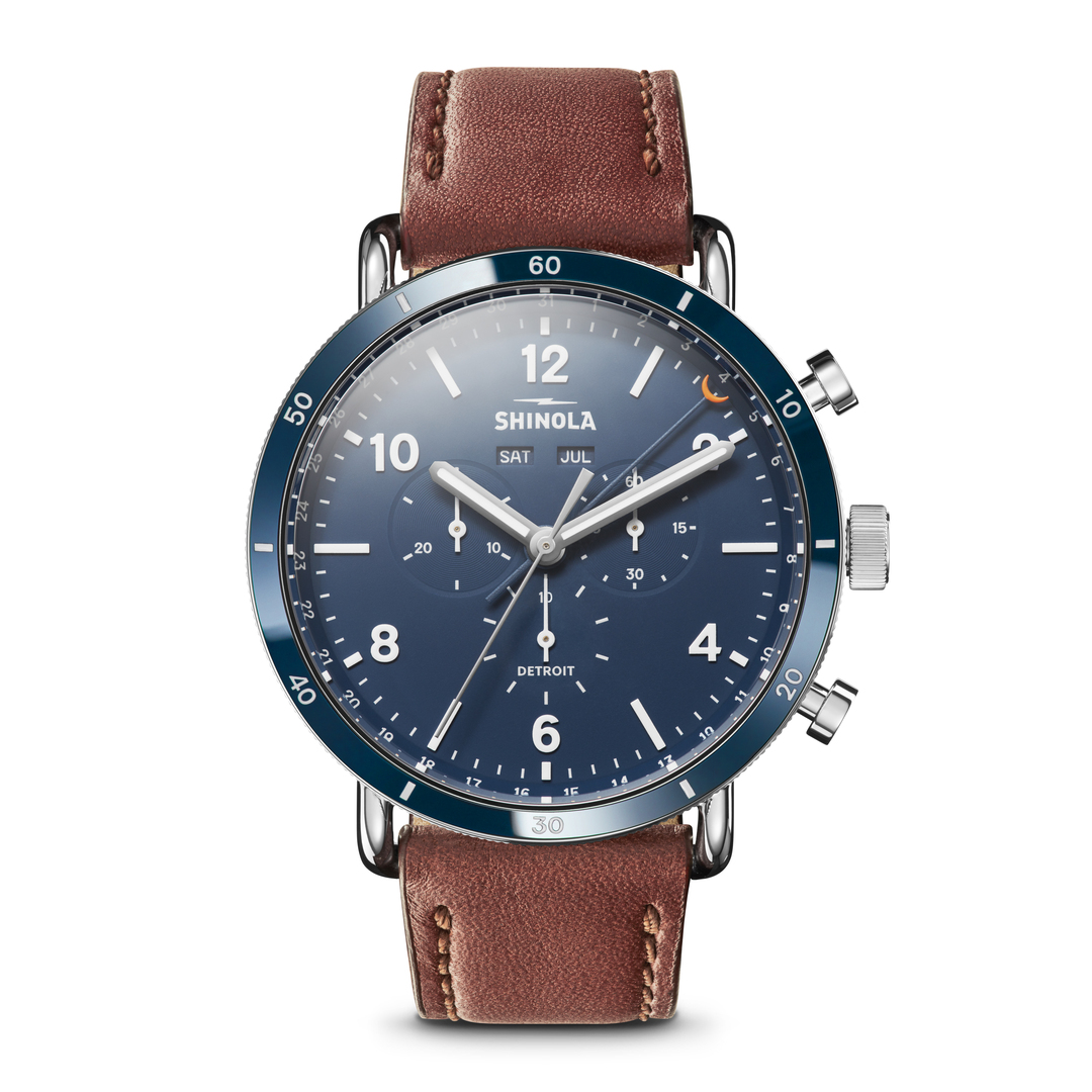 Shinola Chrono Canfield 45MM Blue Dial Strap