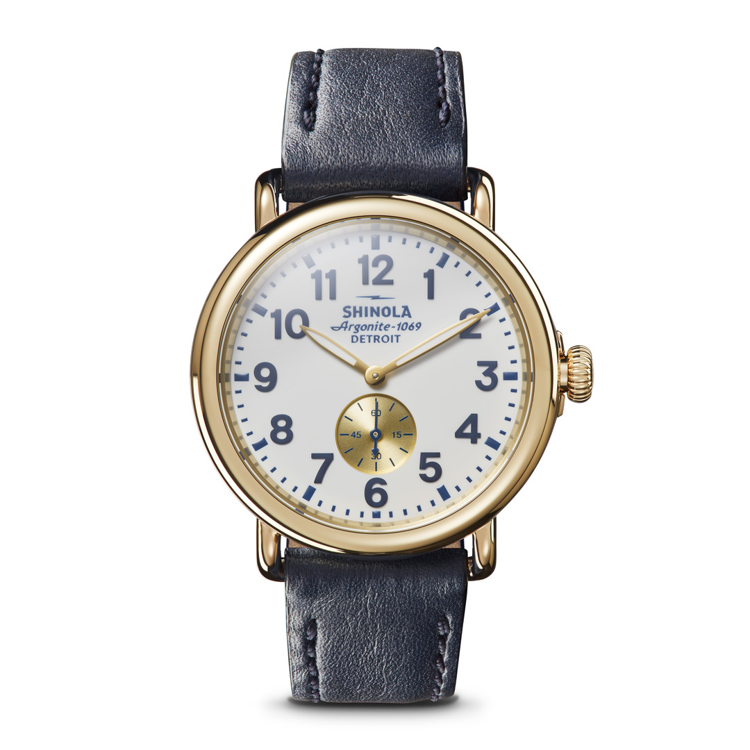 SS Shinola Runwell 41MM Watch White Dial Blue Stra