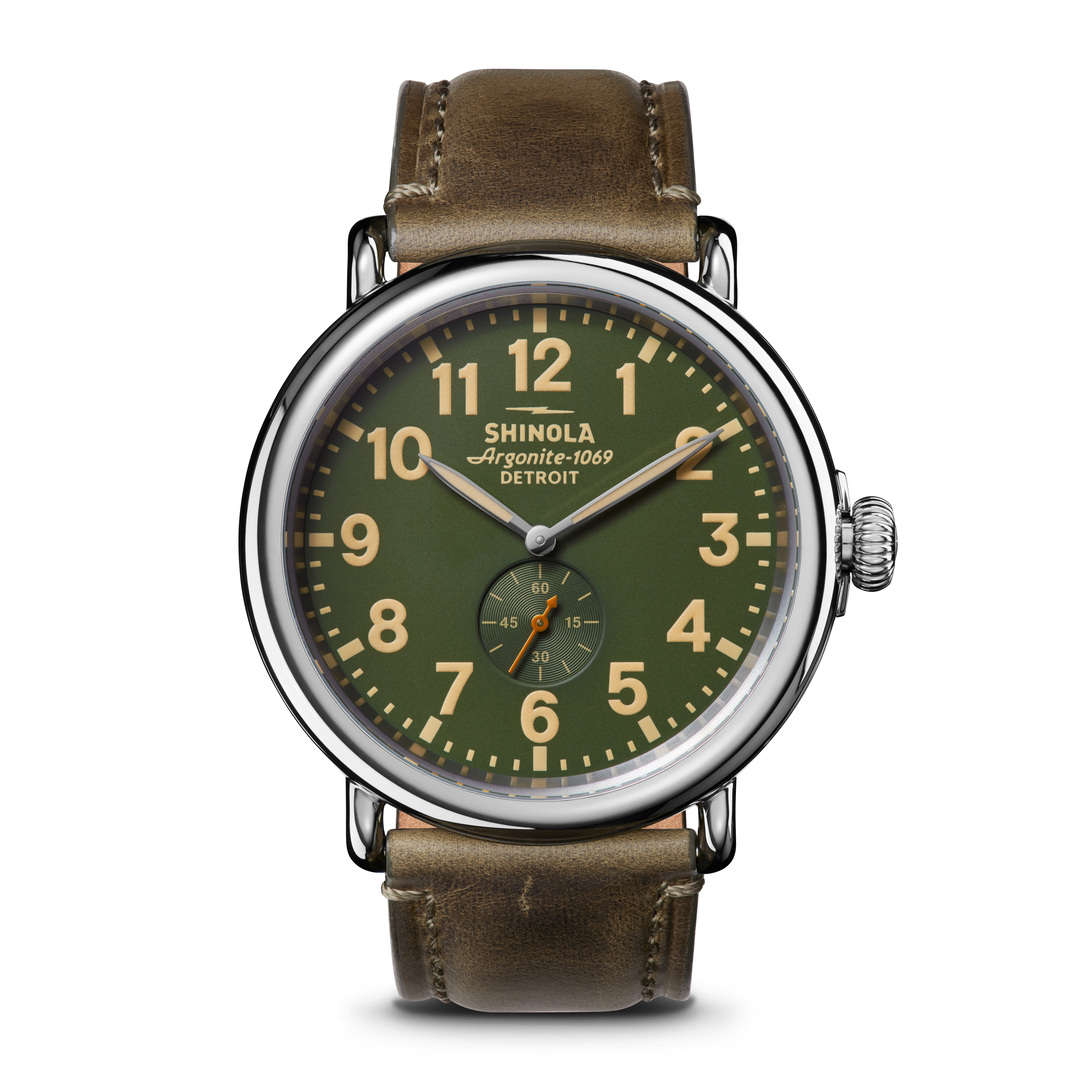 SS Shinola Runwell 47MM Olive Dial MoSS Strap