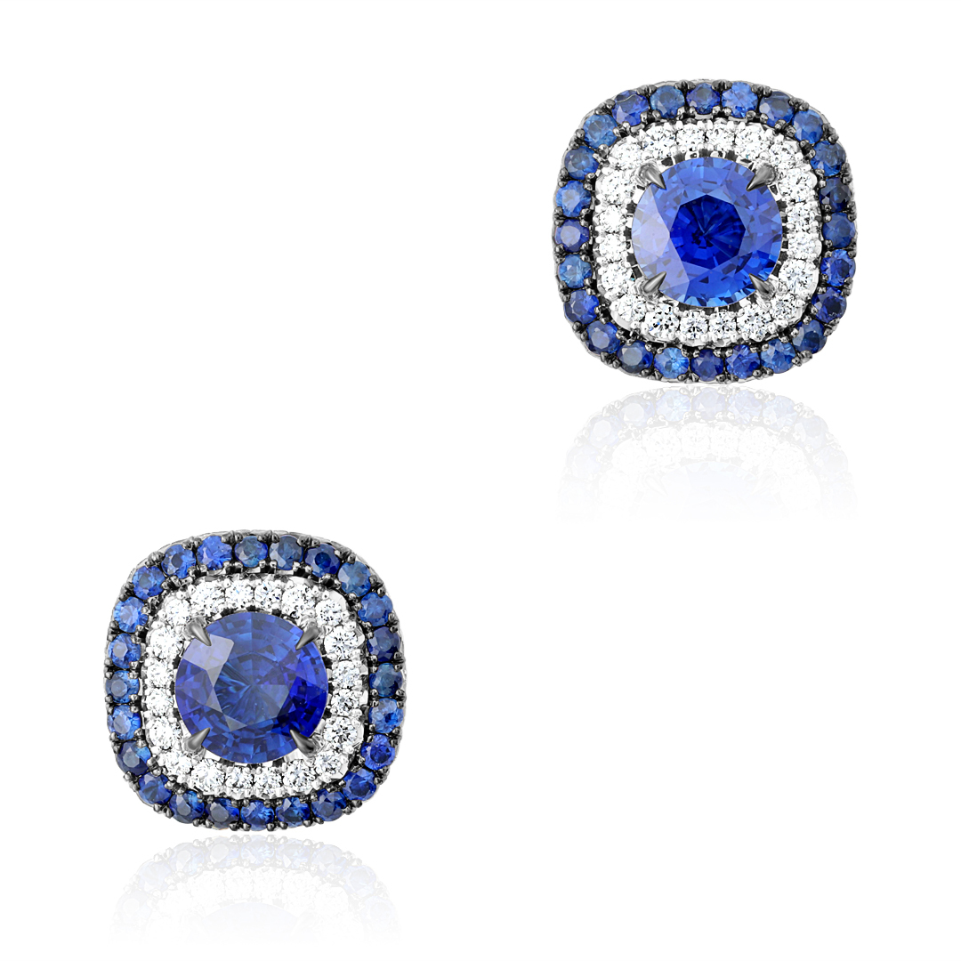 TIVOL 18K White Gold Sapphire and Diamond Earrings