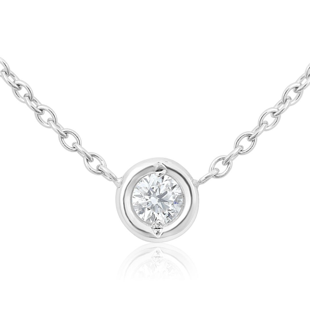 TIVOL 18K White Gold  Bezel Set Diamond Necklace