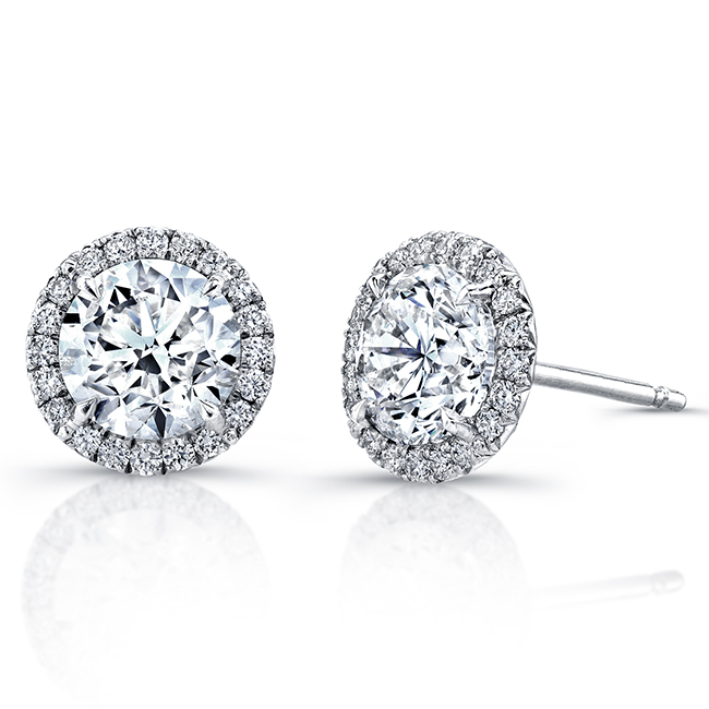 18K White Gold Diamond Halo Earrings