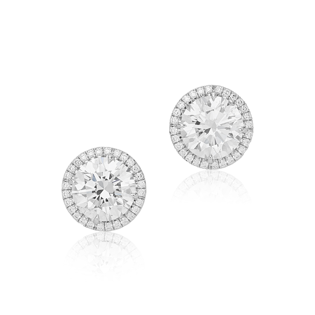 Rahaminov 18k White Gold and Diamond Halo Stud Earrings itemprop=