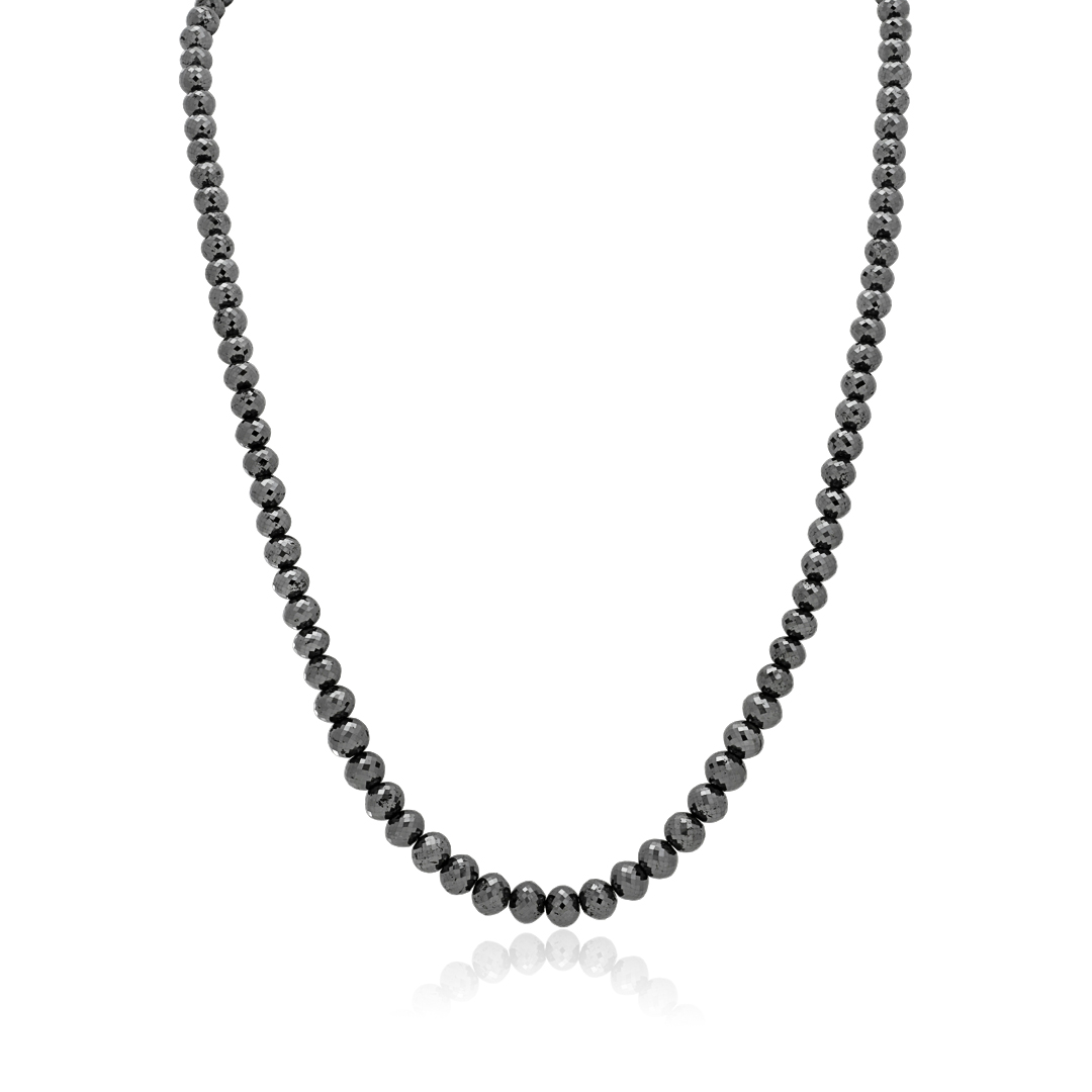 14K White Gold and Black Diamond Necklace itemprop=