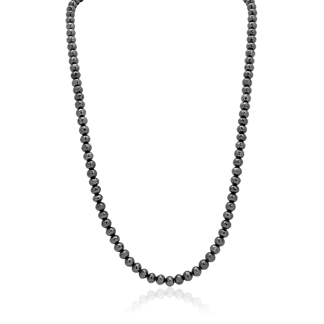 TIVOL 14K White Gold Black Diamond Bead Necklace