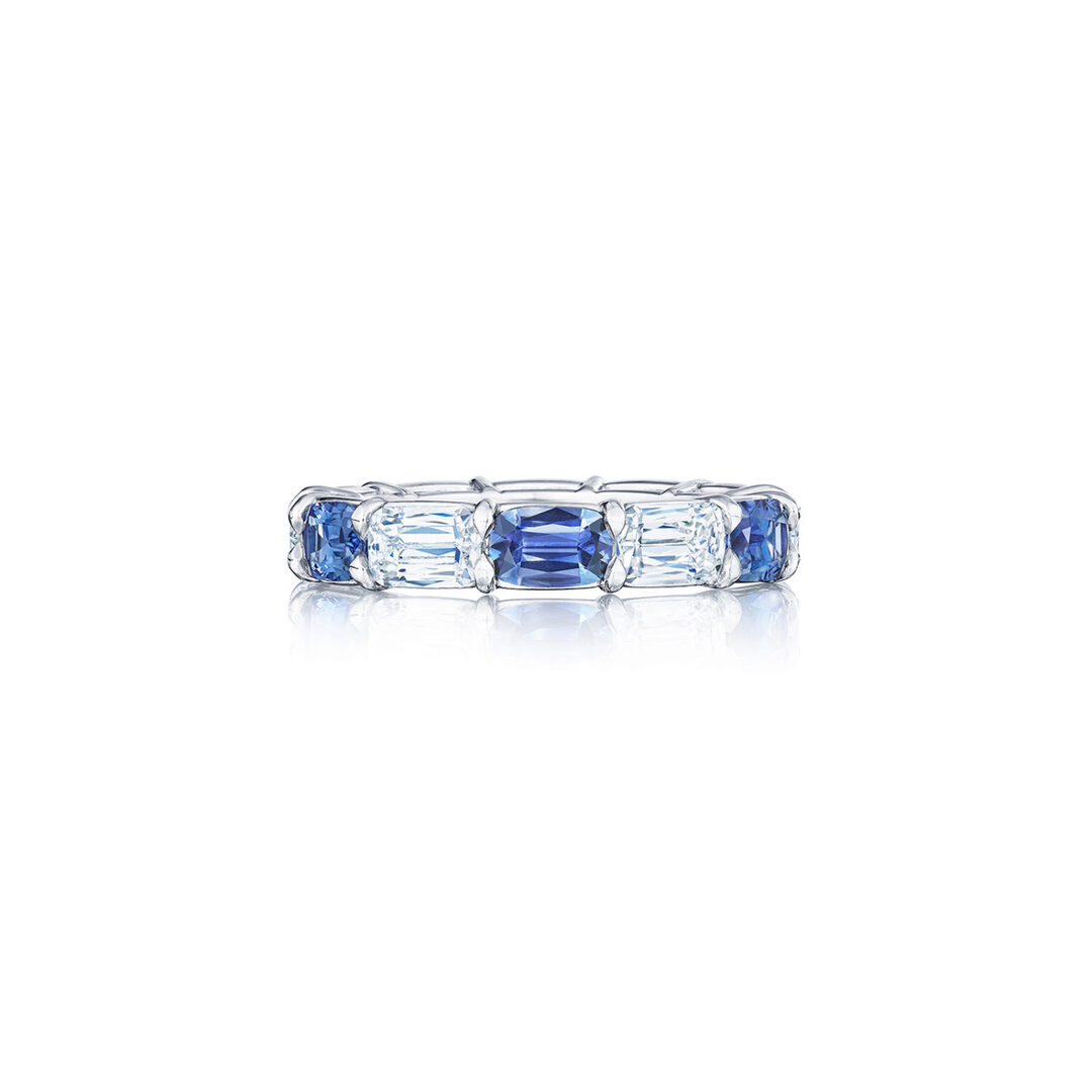 Kwiat Ashoka Cut Diamond And Blue Sapphire Band itemprop=