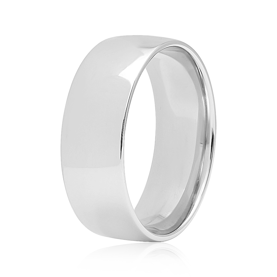 Platinum Wide Men's Wedding Band with High Polish Finish