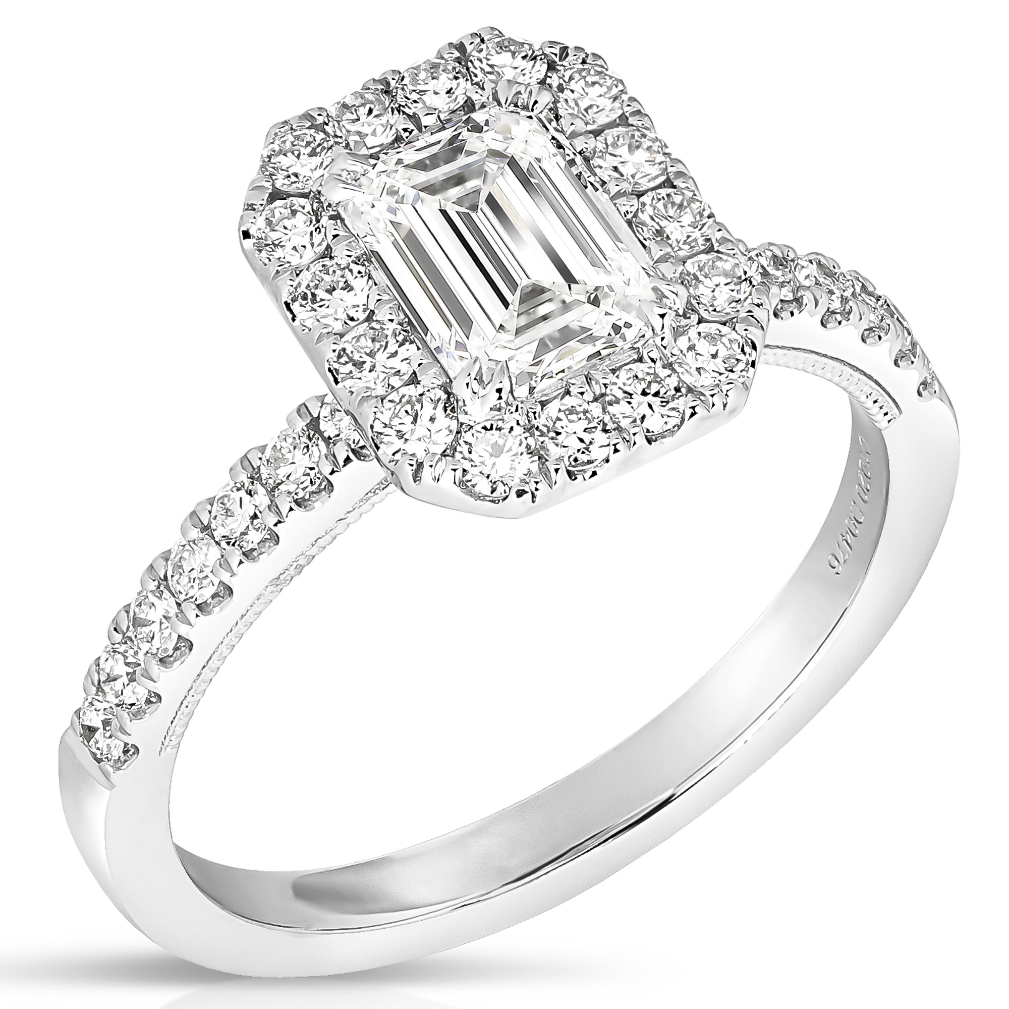 Perla. 1ctw. Pear-Shaped Diamond Halo Engagement Ring in 14K White Gold