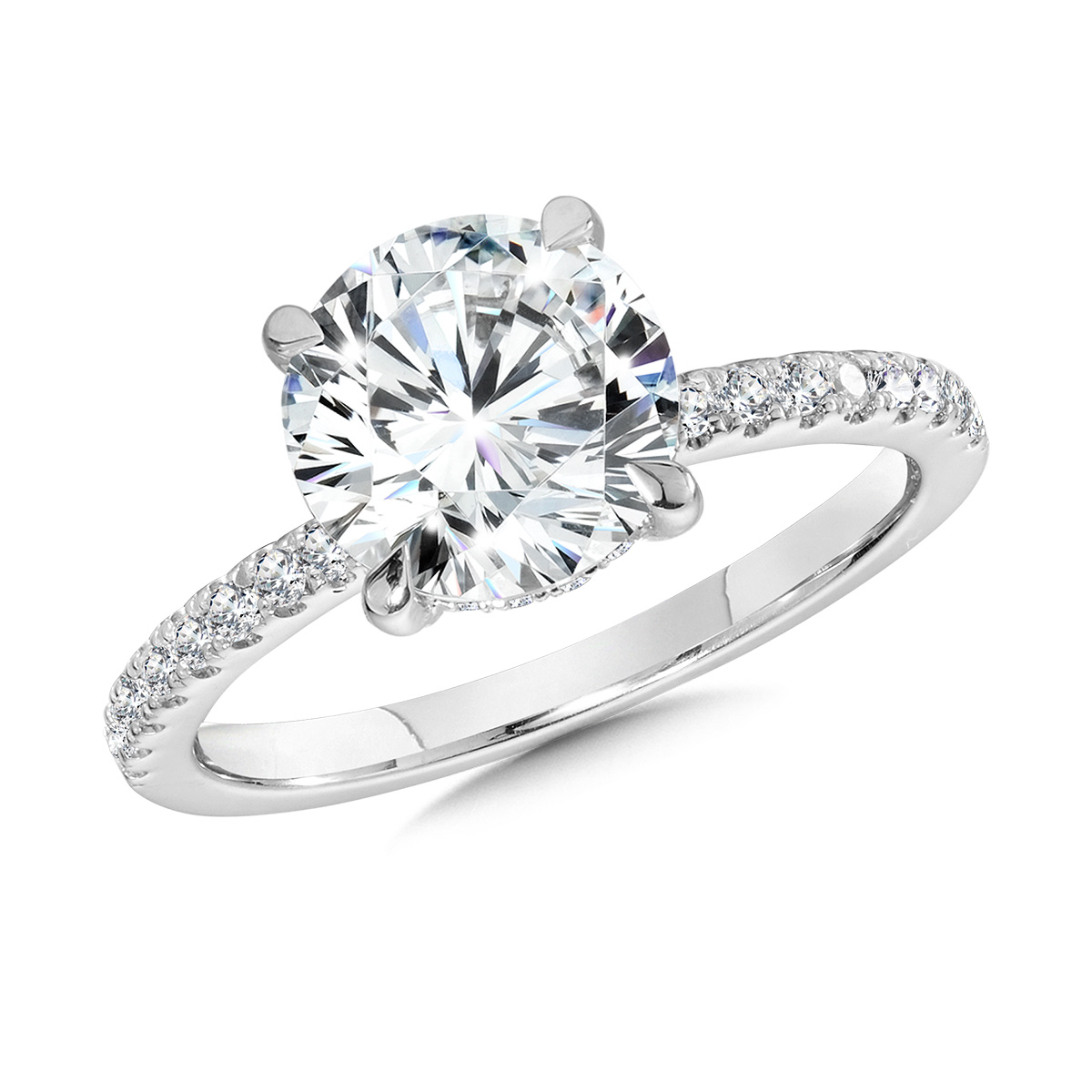 2 1/3ctw Round Lab Grown Diamond White Gold Engagement Ring