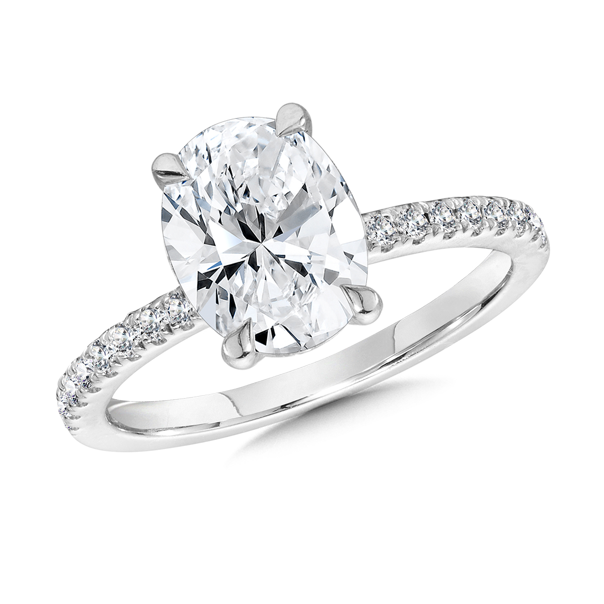2 1/3ctw Oval Lab Grown Diamond White Gold Engagement Ring