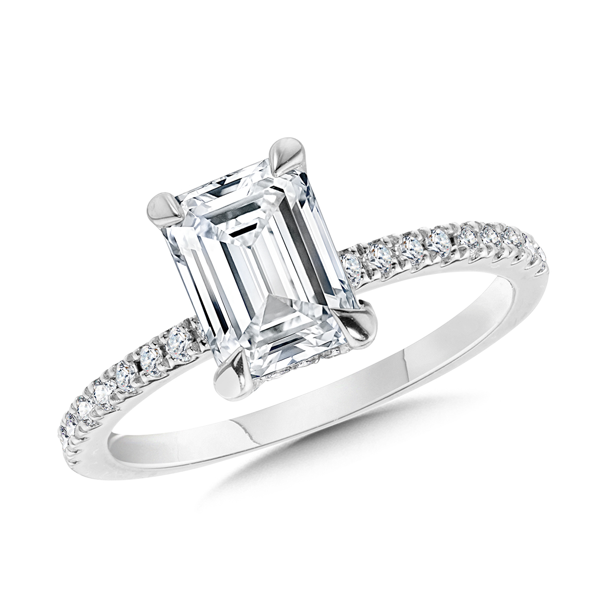 2 1/3ctw Emerald Lab Grown Diamond White Gold Engagement Ring