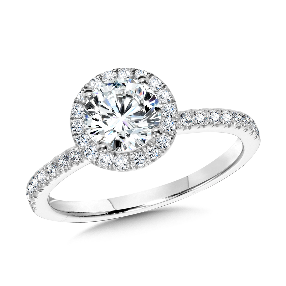2 1/2ctw Round Lab Grown Diamond White Gold Halo Engagement Ring