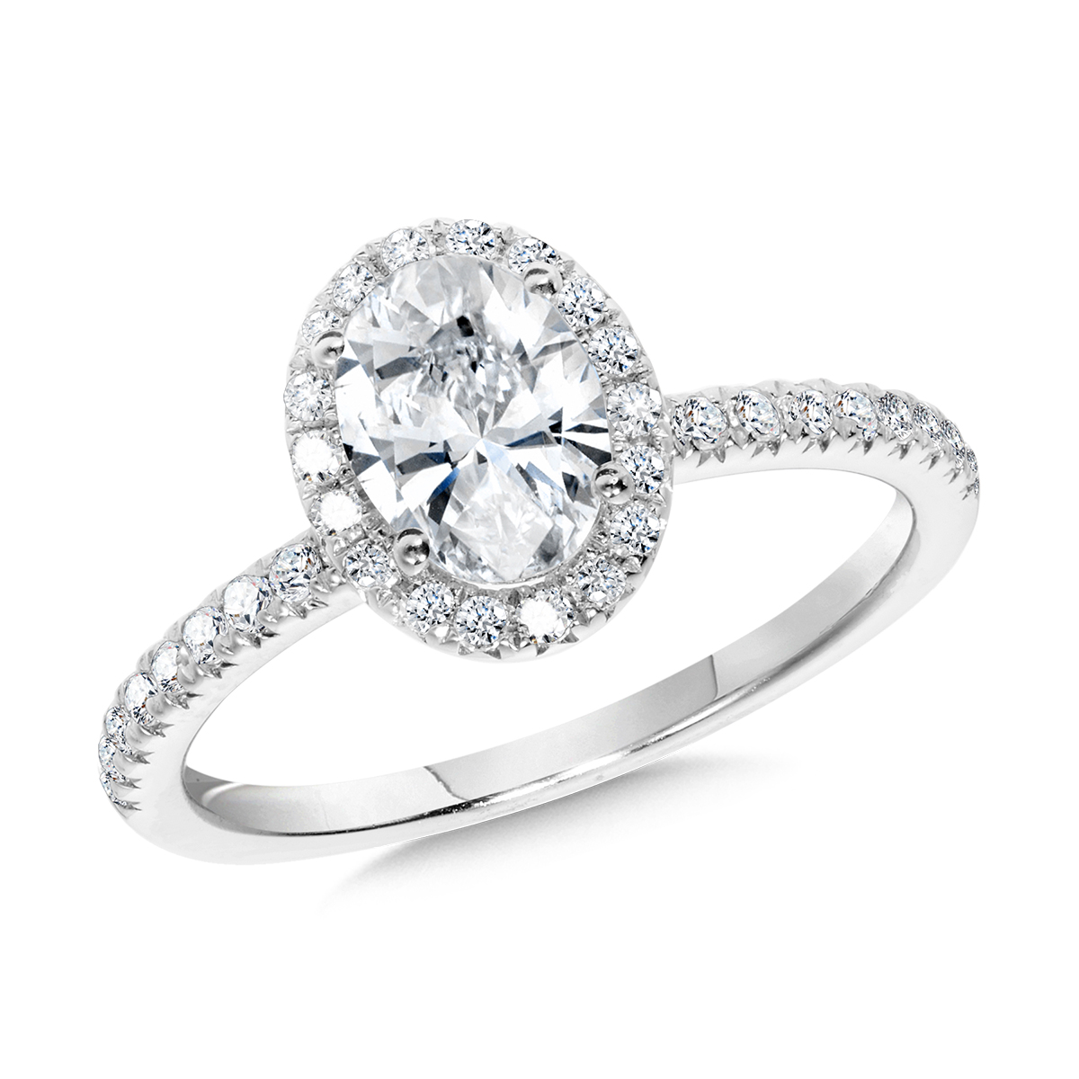 2ctw Oval Lab Grown Diamond White Gold Halo Engagement Ring