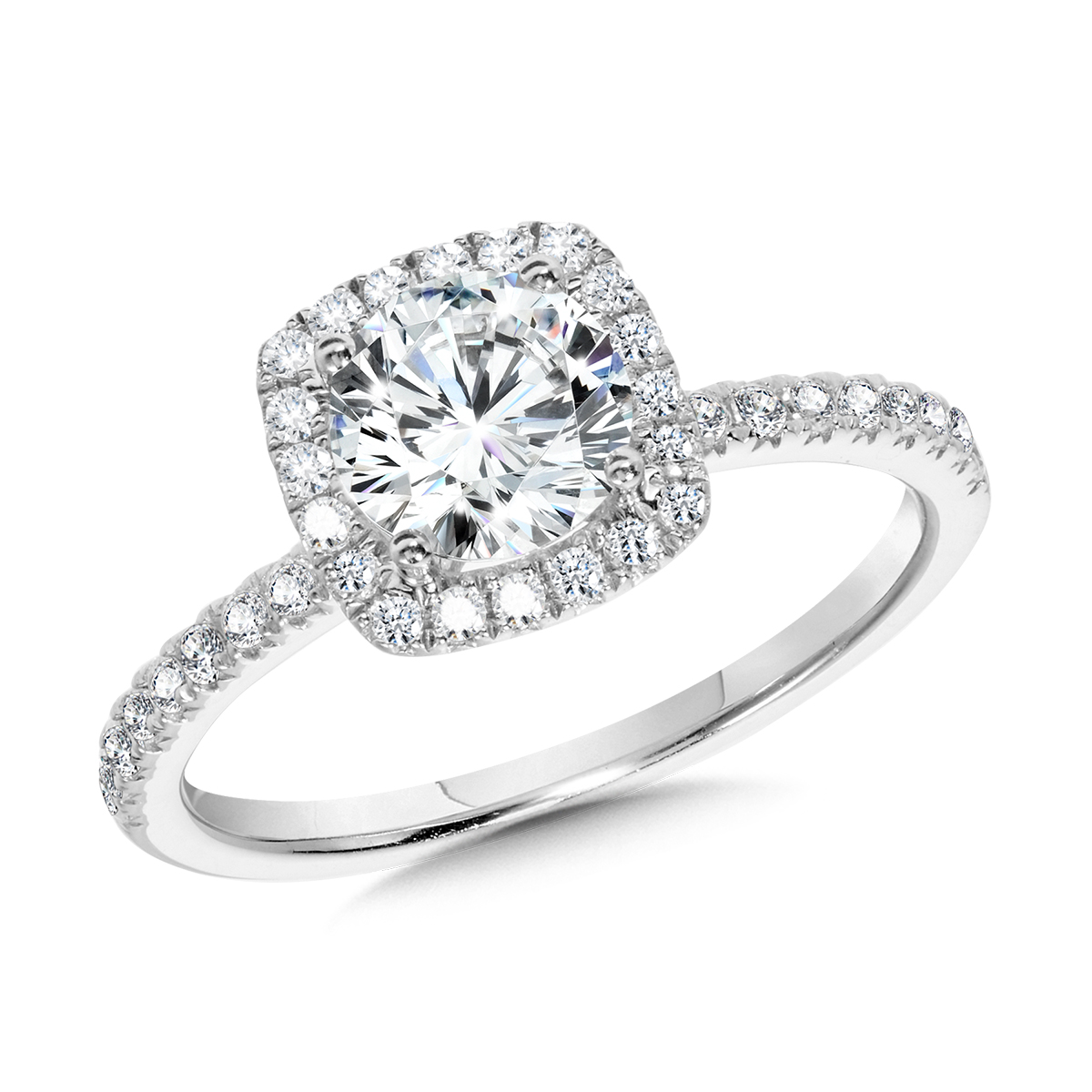 2ctw Round Lab Grown Diamond White Gold Halo Engagement Ring