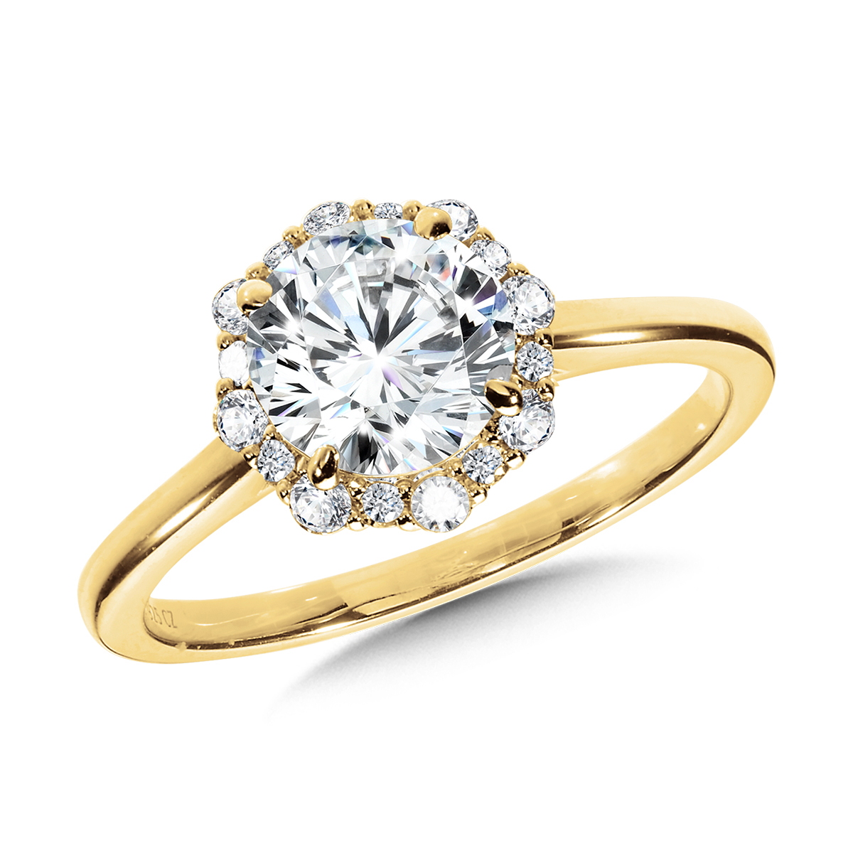 2 3/8ctw Round Lab Grown Diamond Yellow Gold Halo Engagement Ring