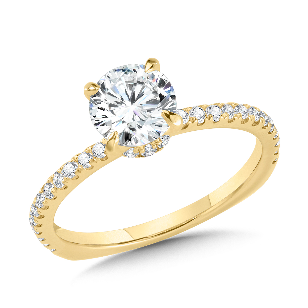 2 1/3ctw Round Lab Grown Diamond Yellow Gold Engagement Ring