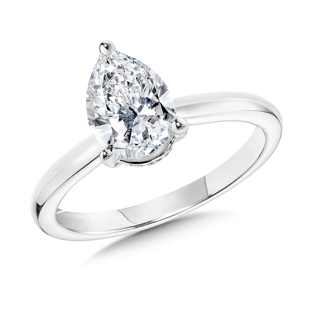 2 1/10ctw Pear Lab Grown Diamond White Gold Engagement Ring