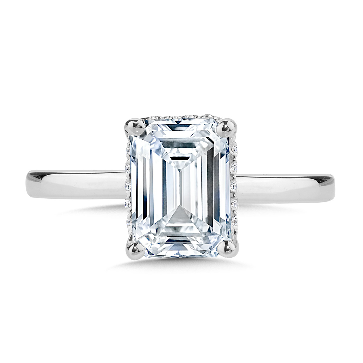 2 1/10ctw Emerald Lab Grown Diamond White Gold Engagement Ring