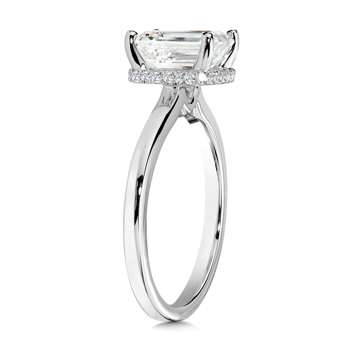 2 1/10ctw Emerald Lab Grown Diamond White Gold Engagement Ring