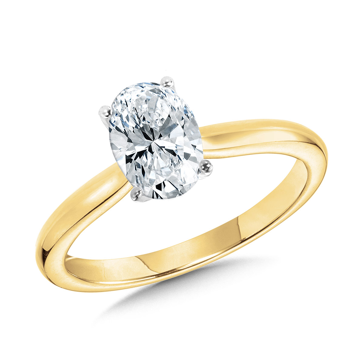 1ctw Oval Lab Grown Diamond Yellow Gold Solitaire Engagement Ring