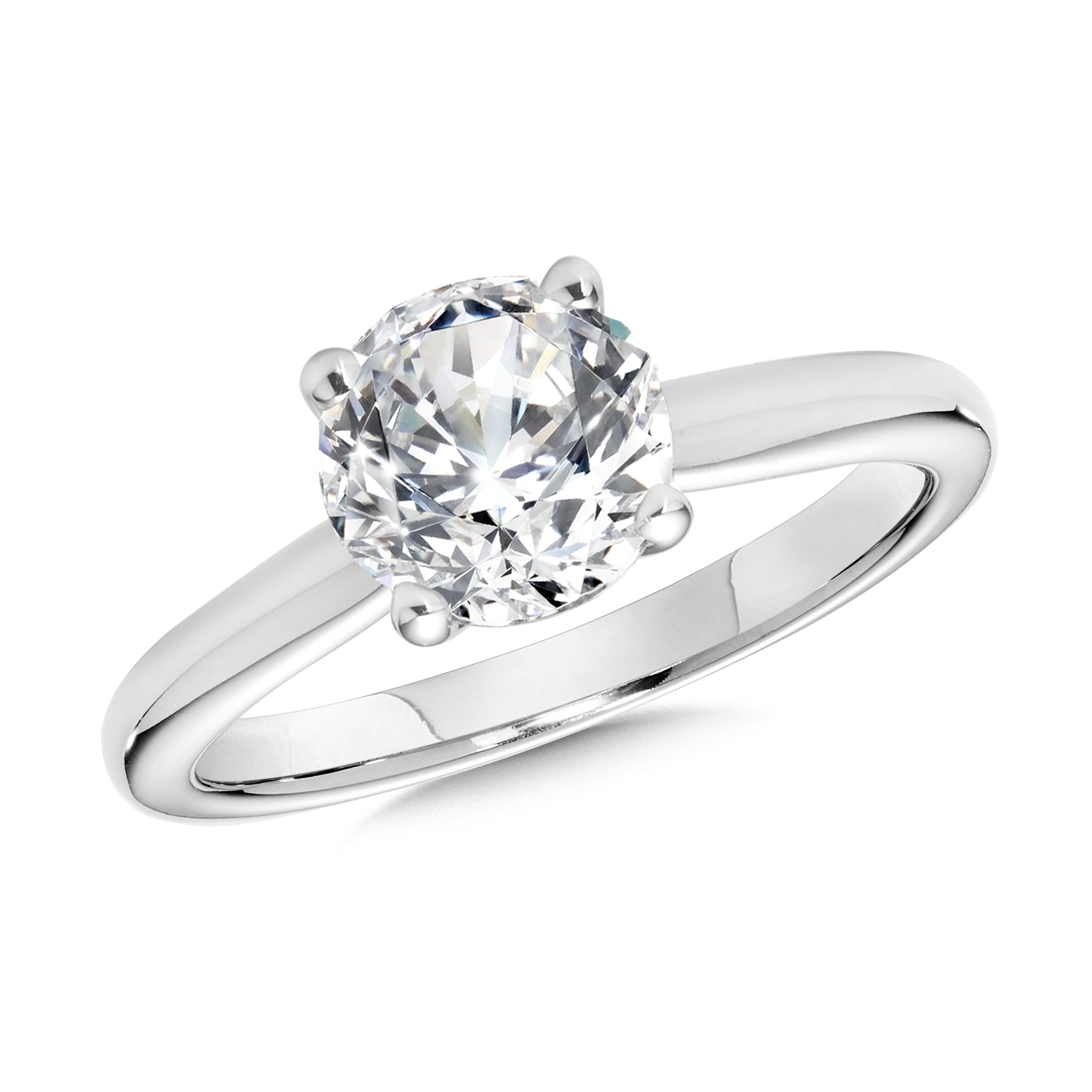 2ctw Round Lab Grown Diamond White Gold Solitaire Engagement Ring