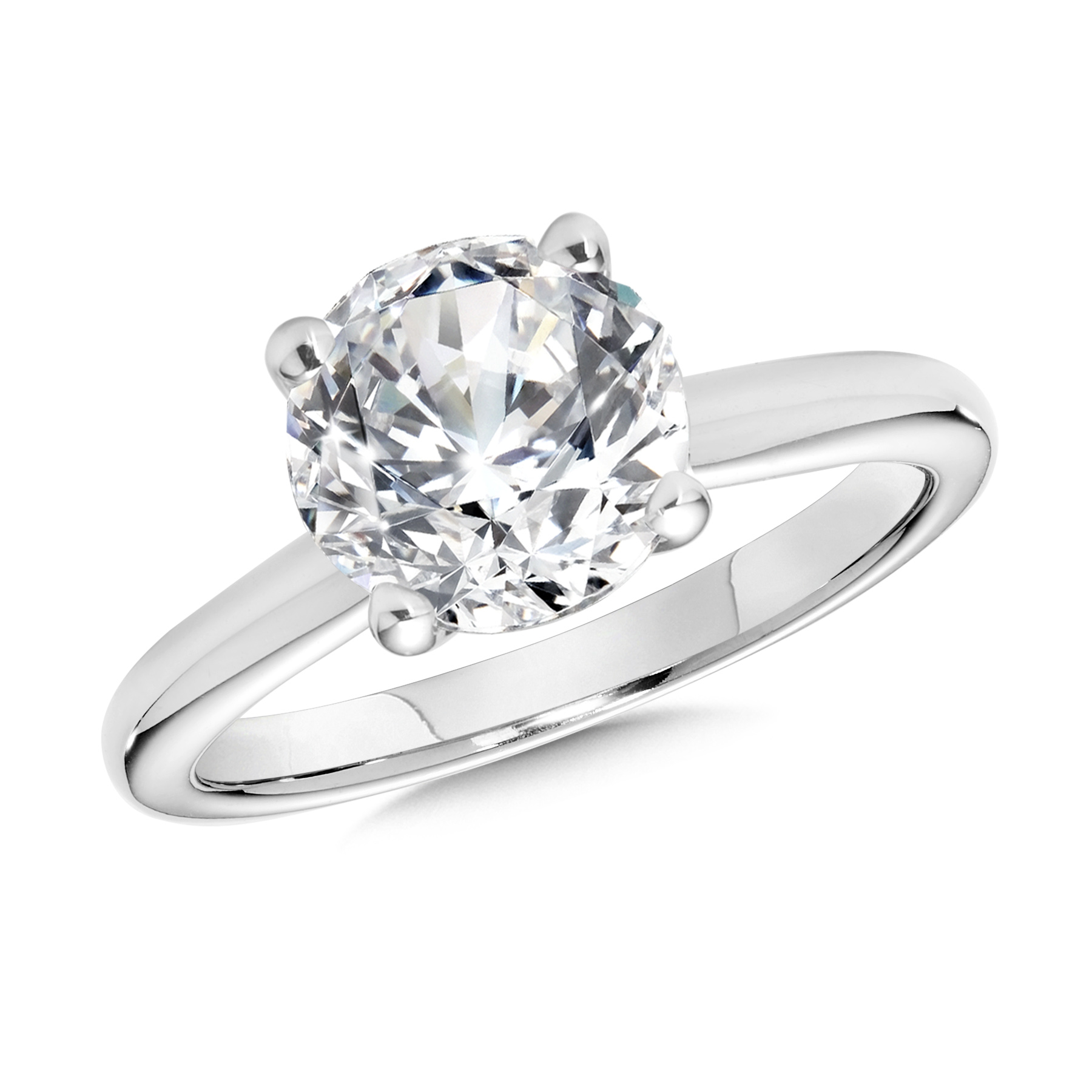 3ctw Round Lab Grown Diamond White Gold Solitaire Engagement Ring